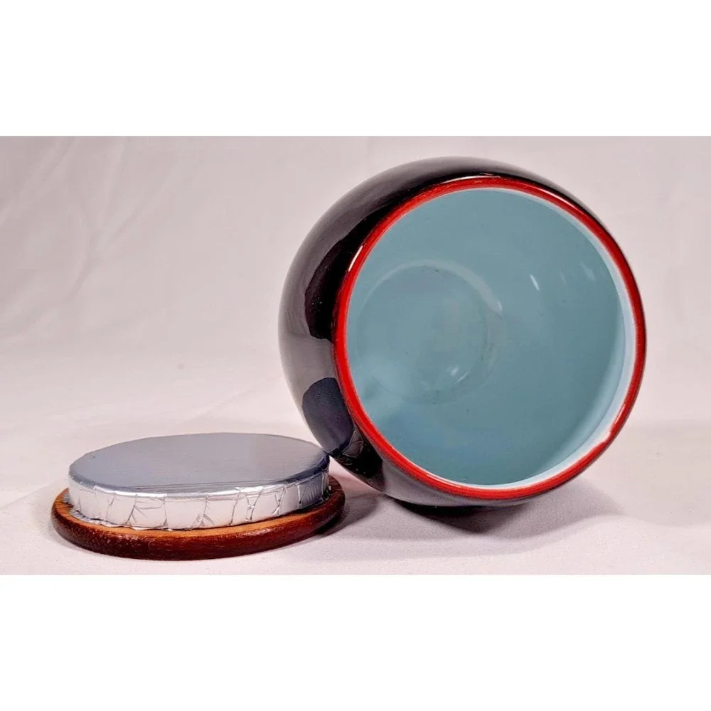 Chinese‎ Ceramic Ginger Jar Tea Caddy Black Red Gradient Glossy Glaze with Lid